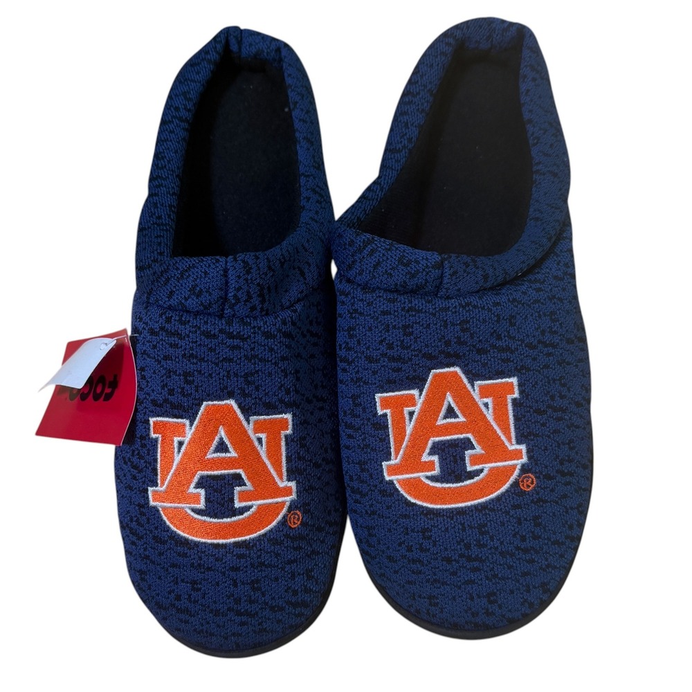 FOCO Slippers Mens Size 11-12 Navy Blue New Auburn Tigers NCAA Logo Slip On